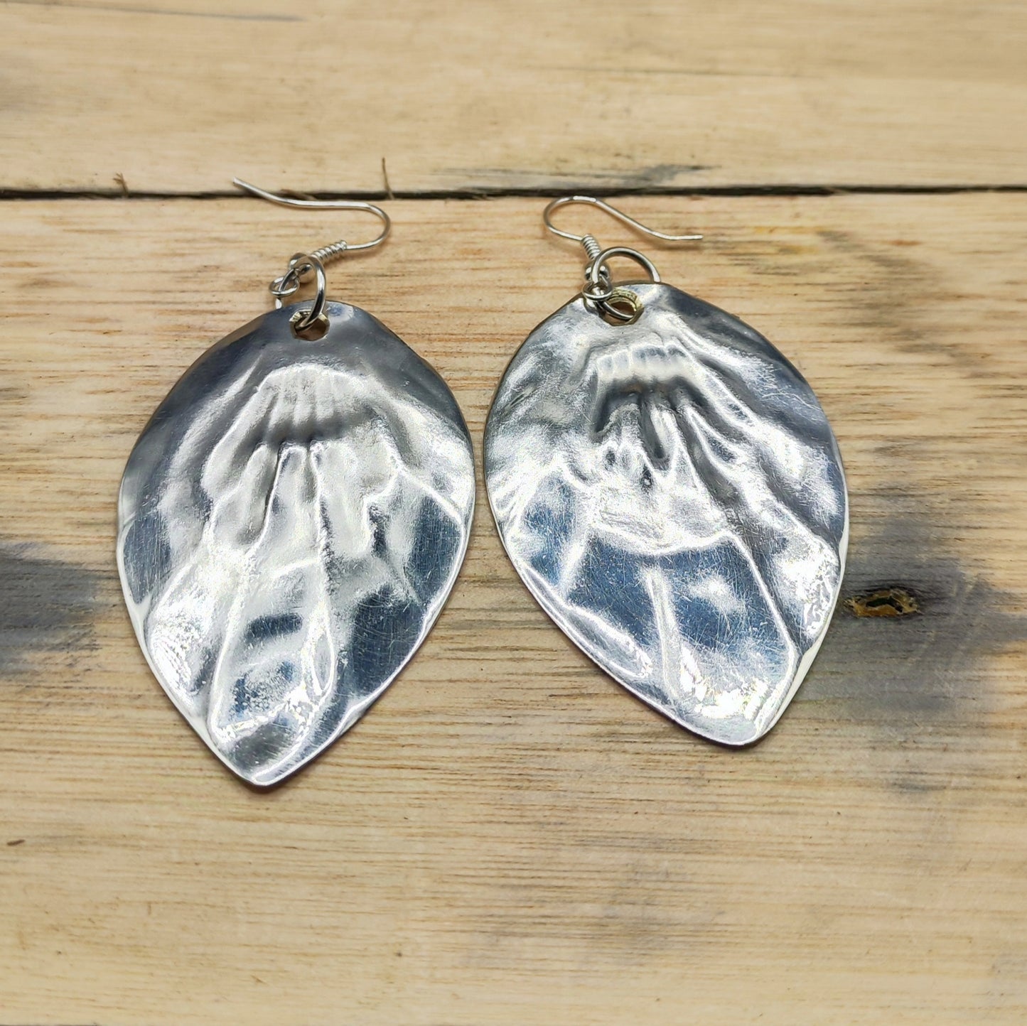 Silver plated spoon earrings