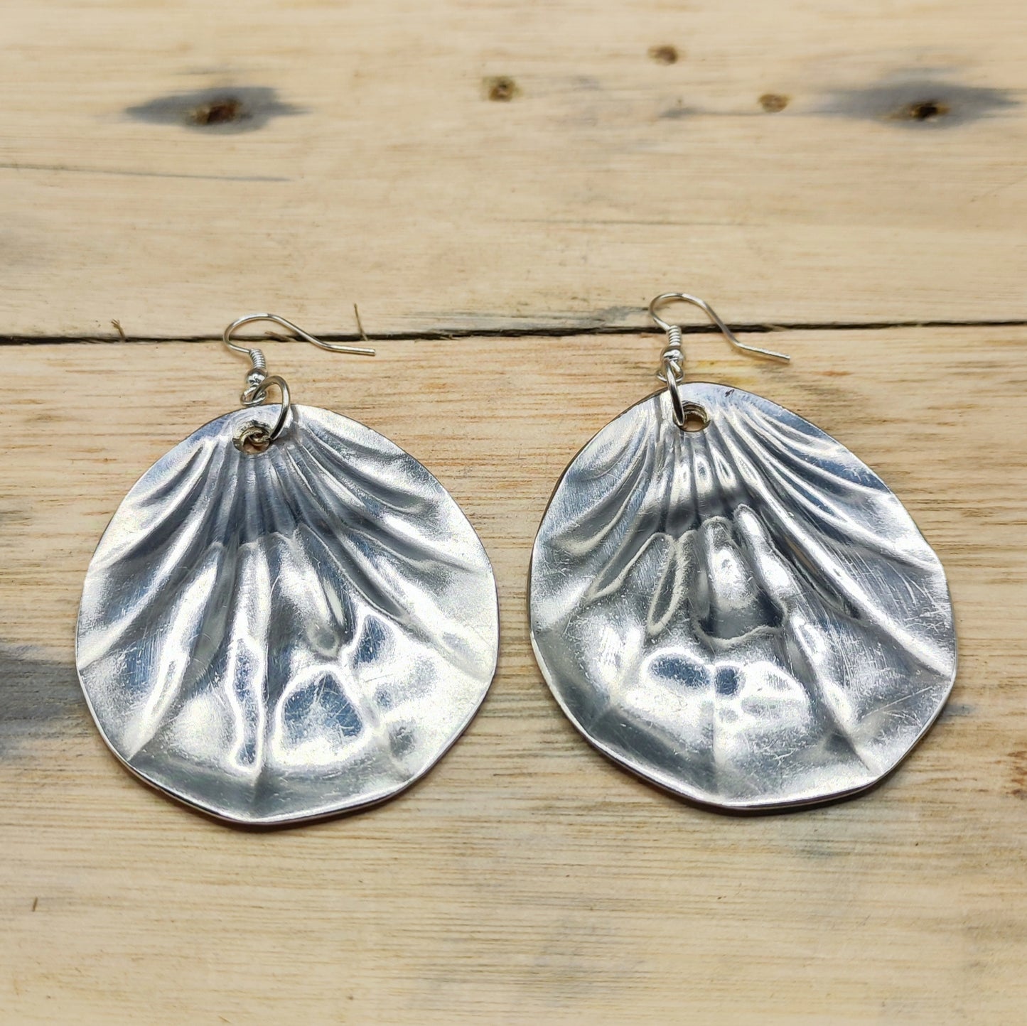 Silver plated spoon earrings