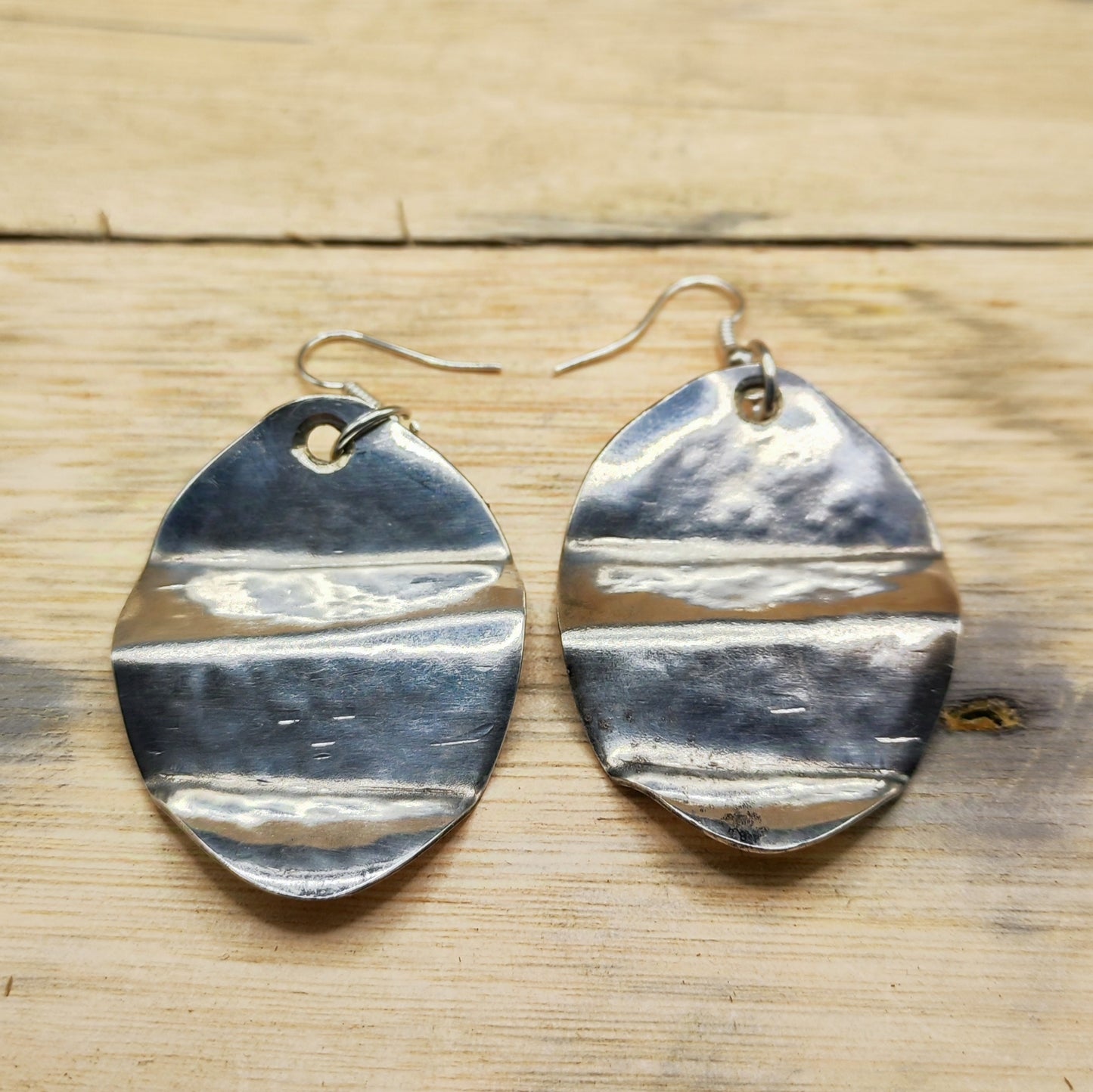 Silver plated spoon earrings