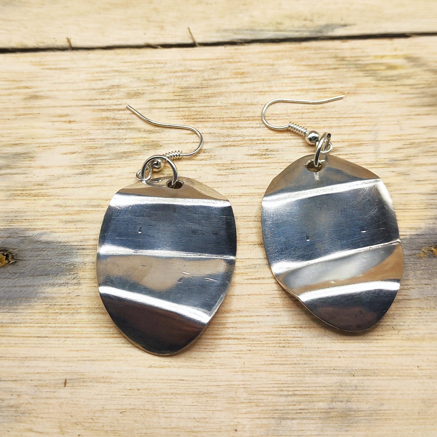 Silver plated spoon earrings