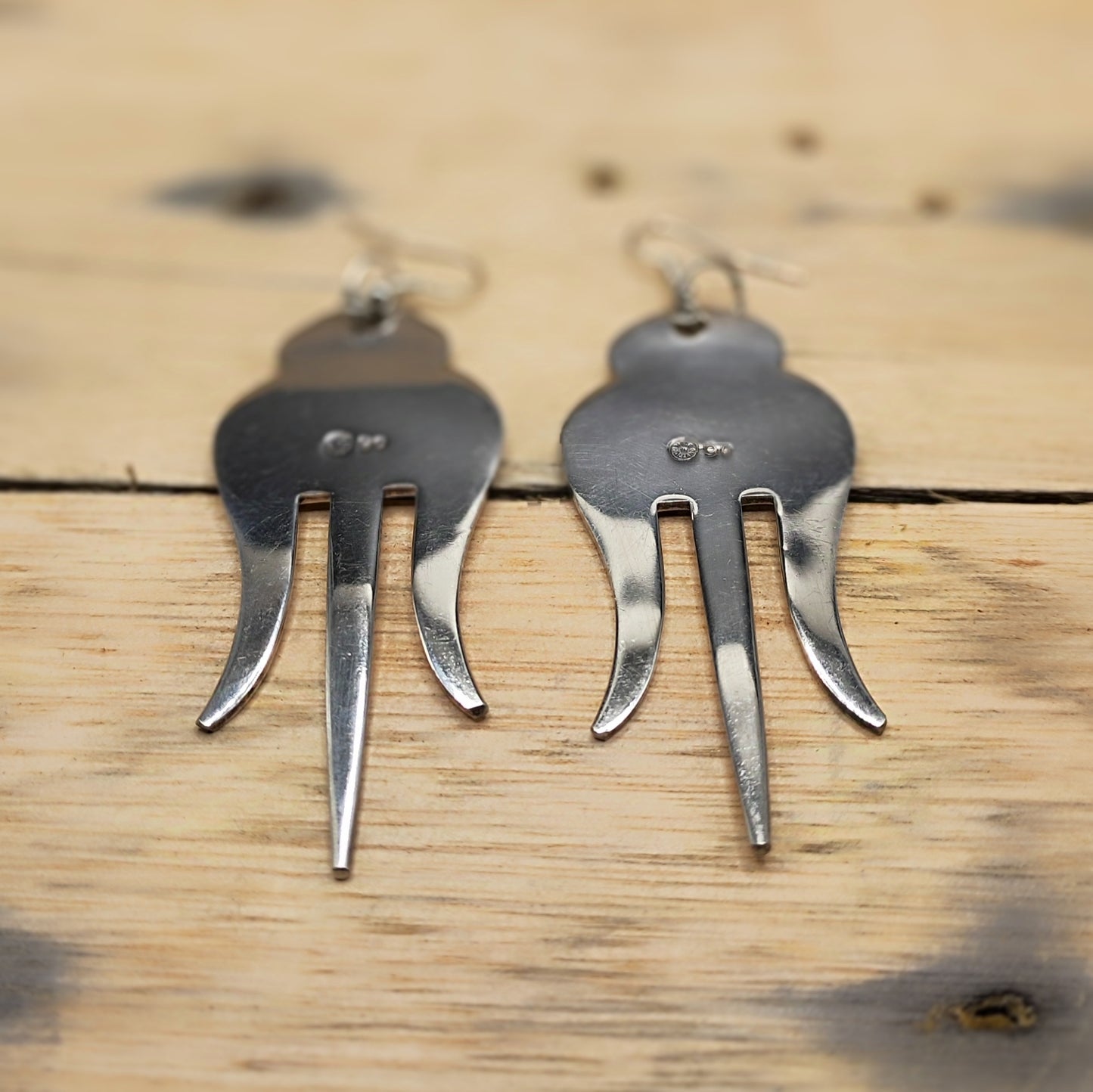 Silver plated fork earrings