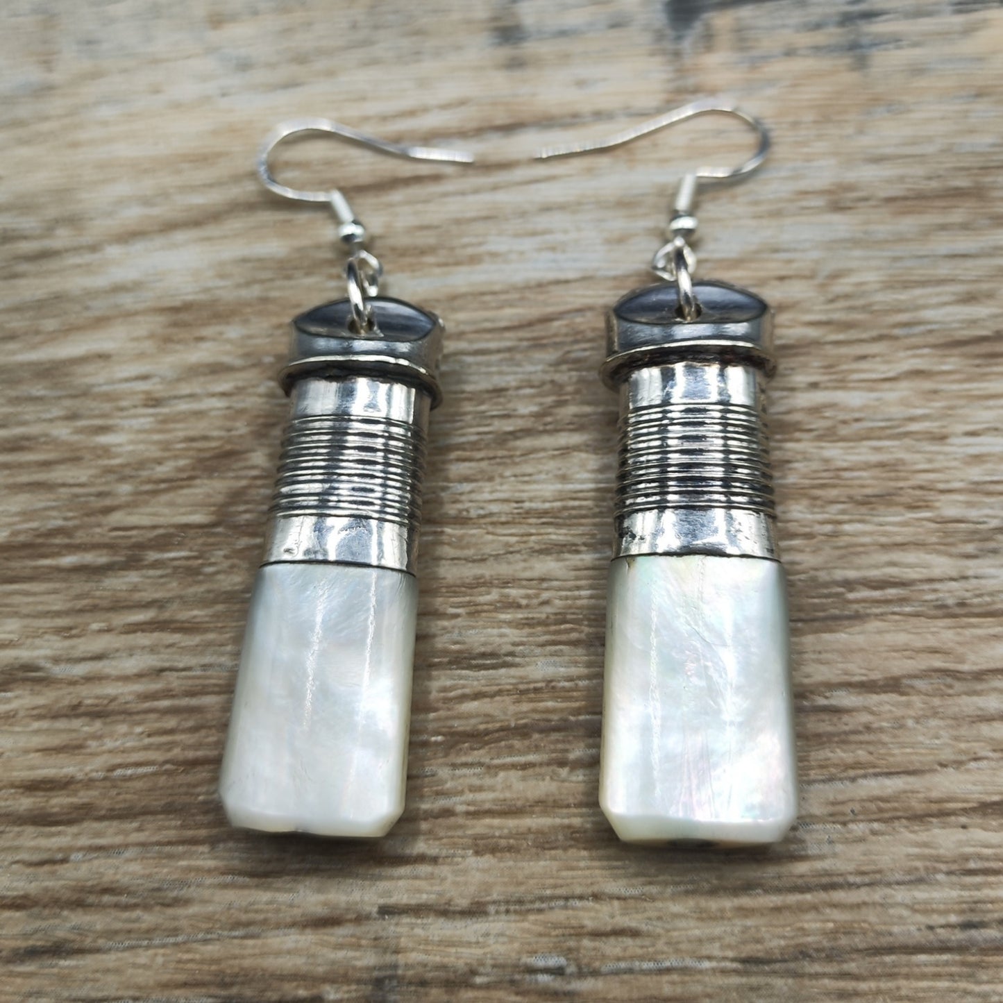 Silver plated knife handle drop earrings