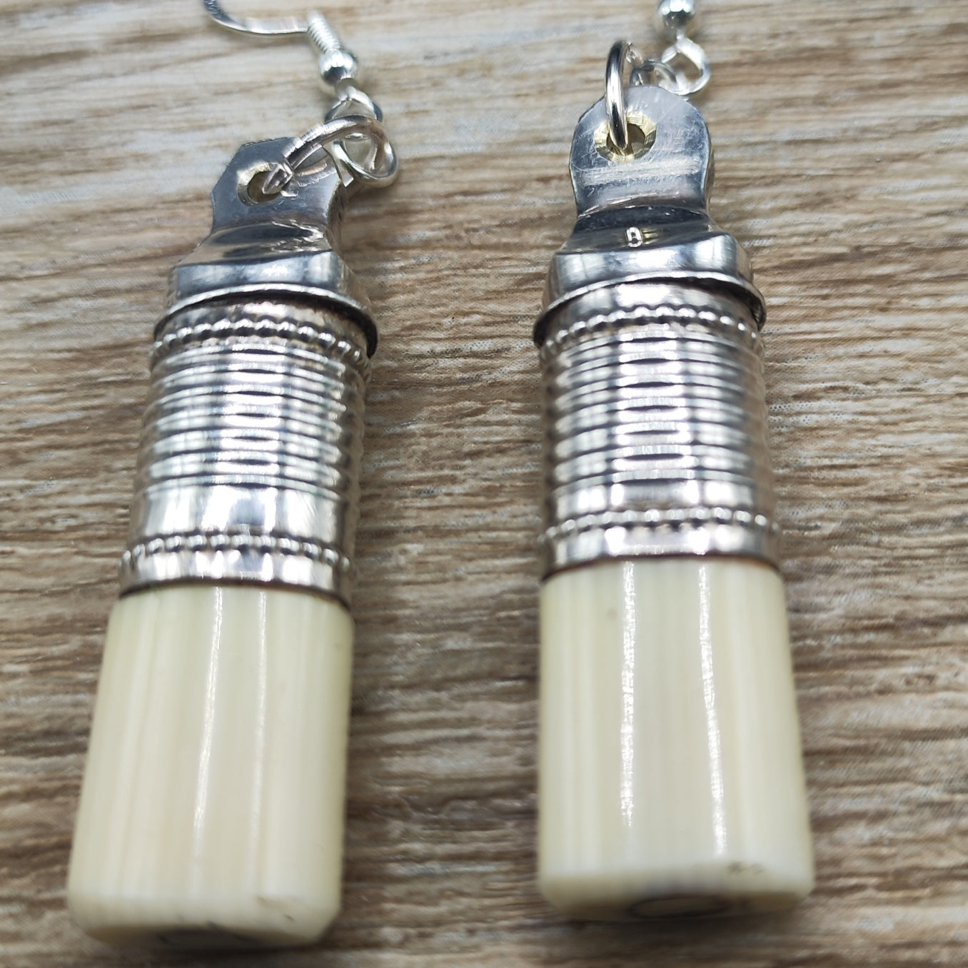 Silver plated fork handle drop earrings