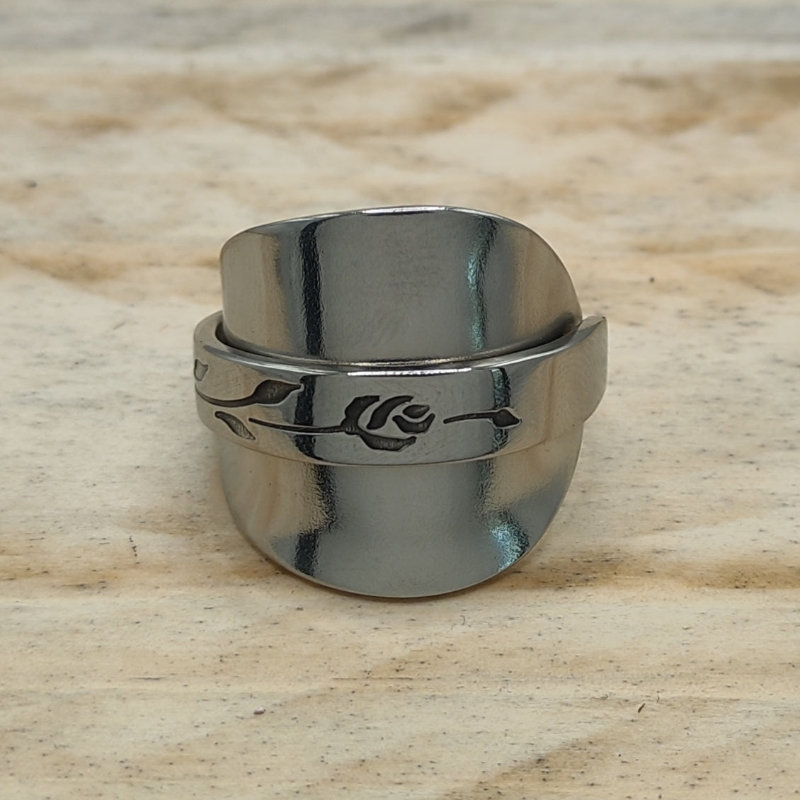 Chunky wrap around full spoon ring SS