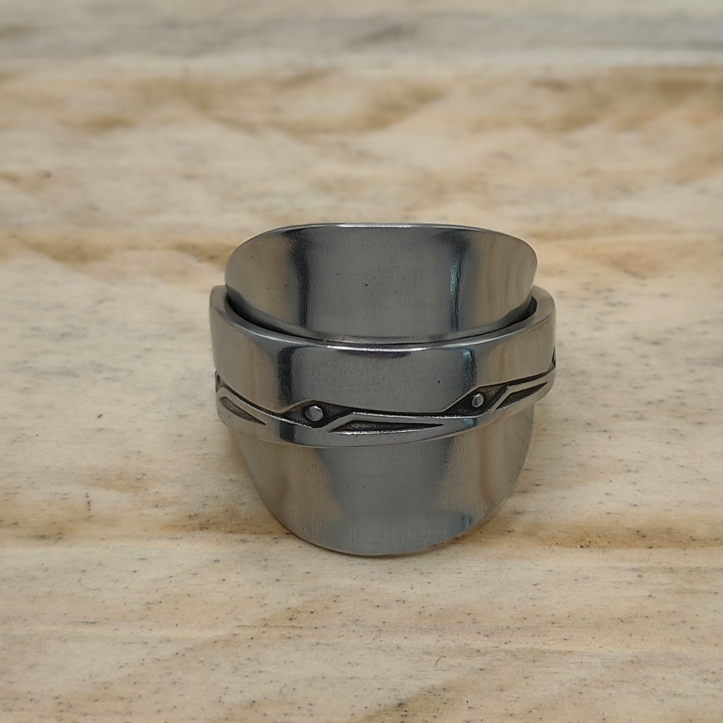 Chunky wrap around full spoon ring SS