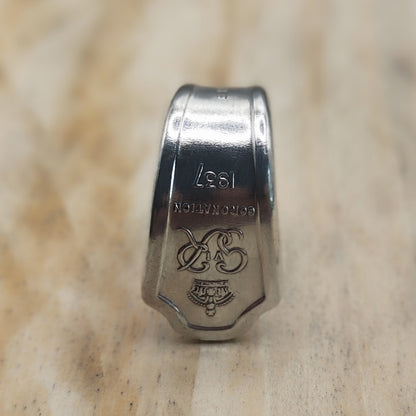 1937 Coronation Winged Ring Silver Plated