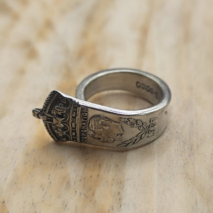 1937 Coronation Winged spoon Ring Silver Plated