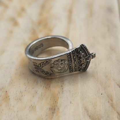 1937 Coronation Winged spoon Ring Silver Plated