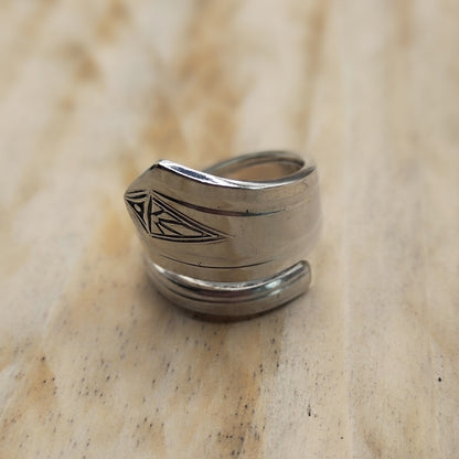 Wrap around spoon Ring Silver Plated