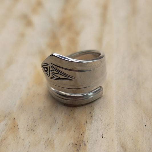 Wrap around spoon Ring Silver Plated