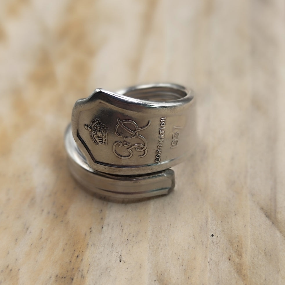 1937 Coronation Wrap Ring Silver Plated