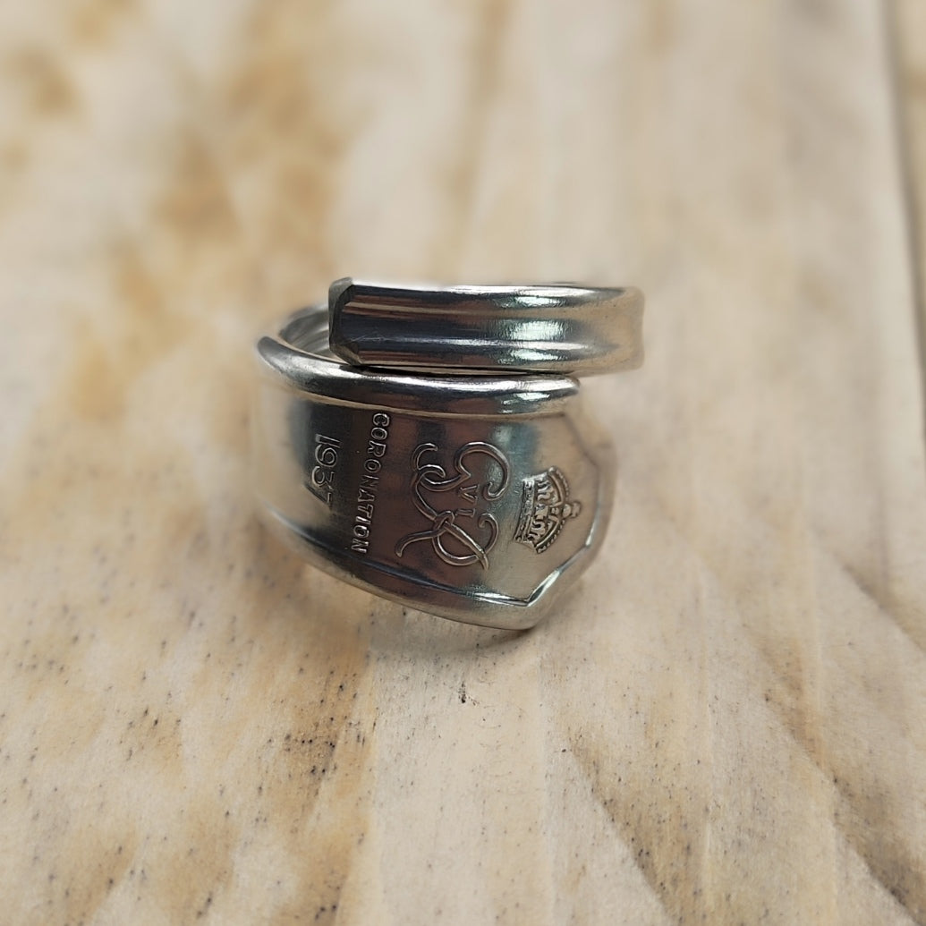 1937 Coronation Wrap Ring Silver Plated