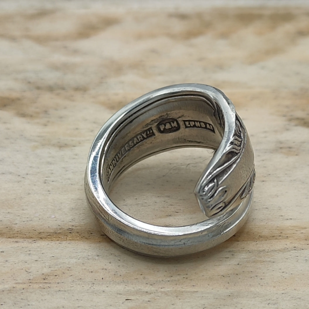 Wrap around spoon ring Silver plated