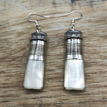 Silver plated knife handle drop earrings