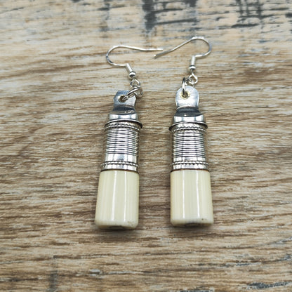 Silver plated fork handle drop earrings