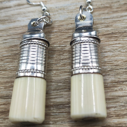 Silver plated fork handle drop earrings