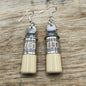 Silver plated fork handle drop earrings