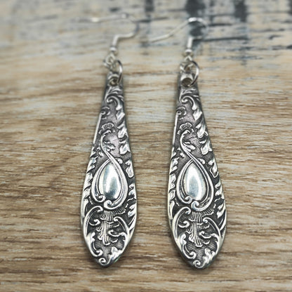 Silver plated spoon handle earrings