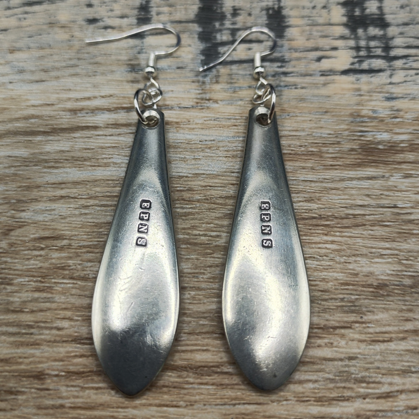 Silver plated spoon handle earrings