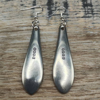 Silver plated spoon handle earrings