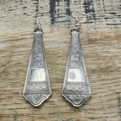 Silver plated spoon handle earrings