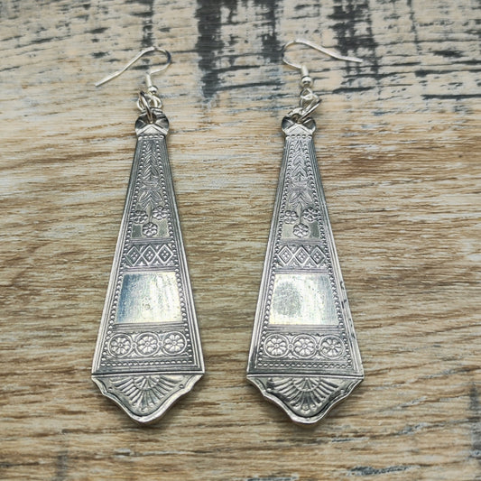 Silver plated spoon handle earrings