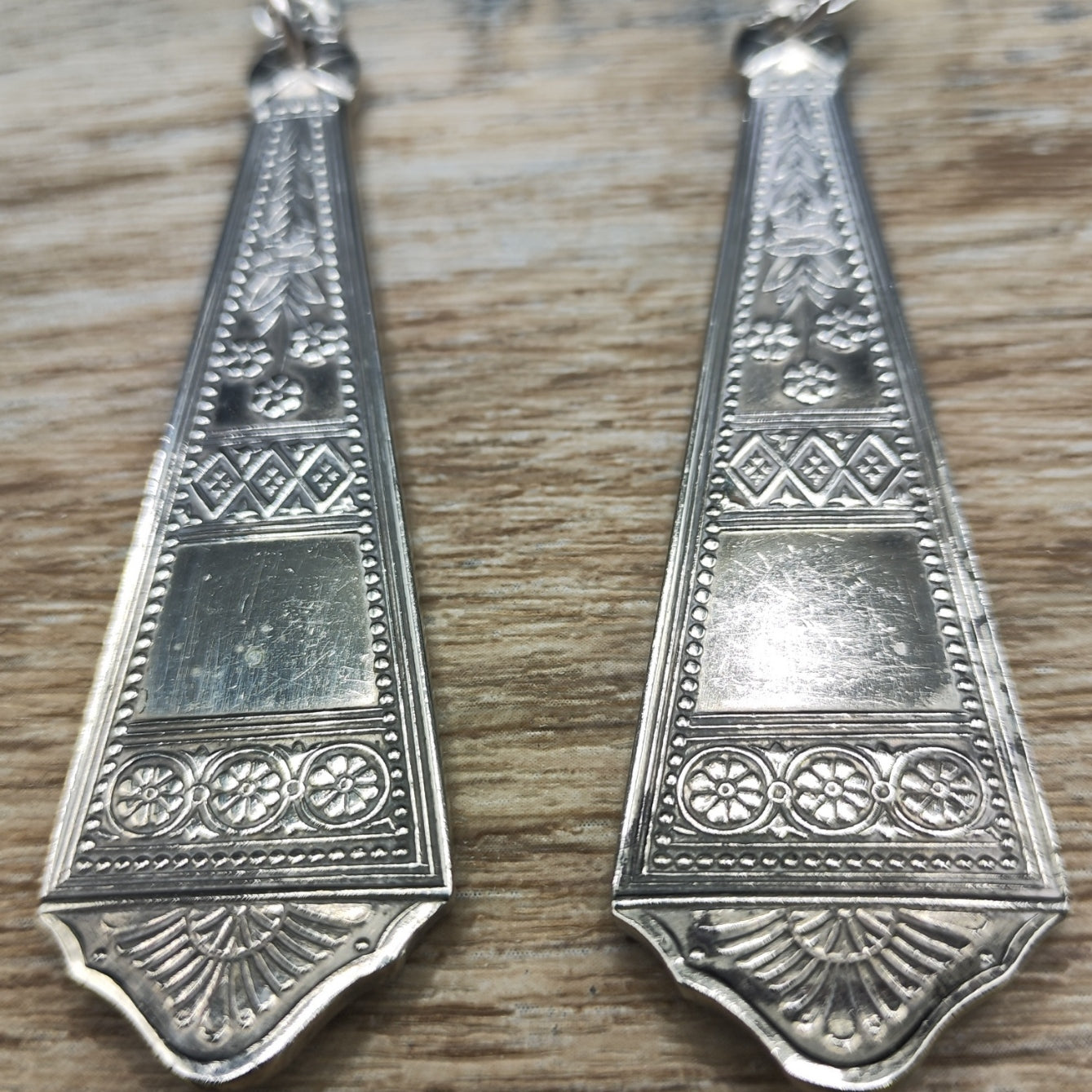 Silver plated spoon handle earrings