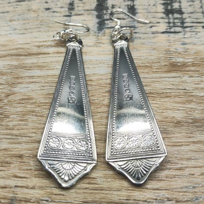 Silver plated spoon handle earrings