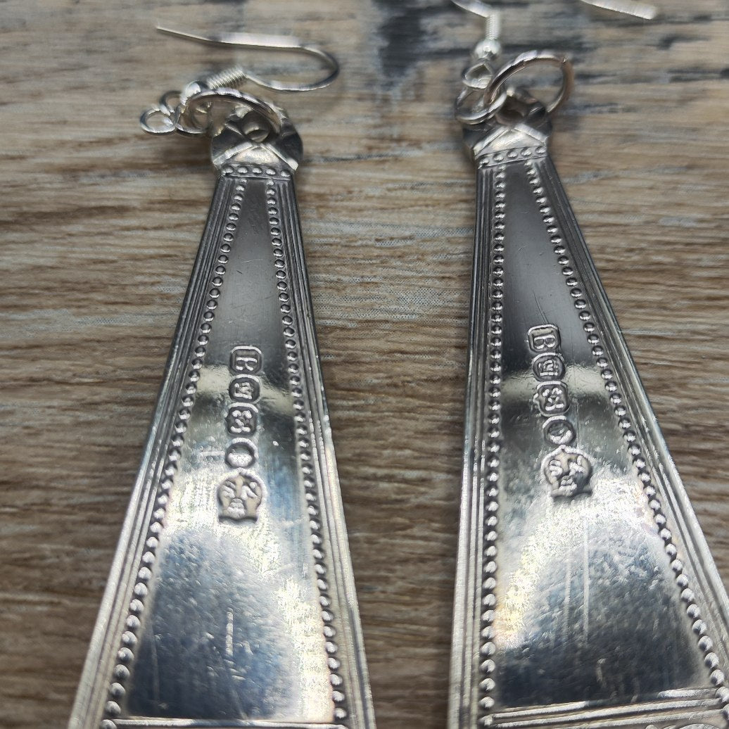 Silver plated spoon handle earrings